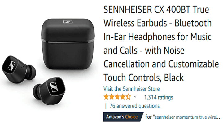 SENNHEISER CX 400BT True Wireless Earbuds