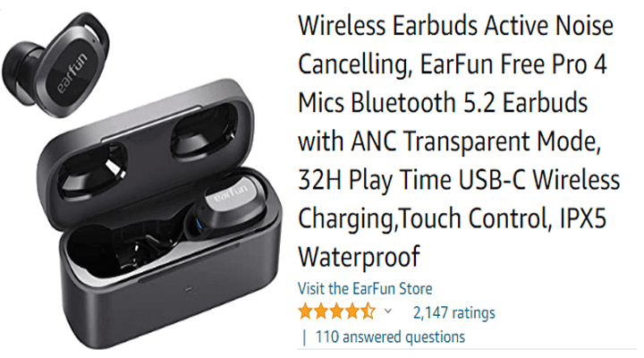 Wireless Earbuds Active Noise Cancelling